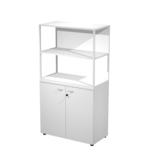 Libreria media metal + armadio basso Essence - 90 x 46 x 165 cm - Bianco/bianco/bianco/bianco