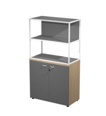 Libreria media metal + armadio basso Essence - 90 x 46 x 165 cm - Rovere/antracite/antracite/bianco