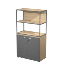 Libreria media metal + armadio basso Essence - 90 x 46 x 165 cm - Rovere/antracite/rovere/antracite