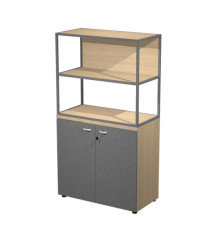 Libreria media metal + armadio basso Essence - 90 x 46 x 165 cm - Rovere/antracite/rovere/antracite