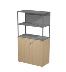 Libreria media metal + armadio basso Essence - 90 x 46 x 165 cm - Rovere/rovere/antracite