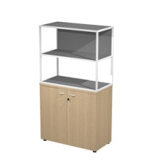 Libreria media metal + armadio basso Essence - 90 x 46 x 165 cm - Rovere/rovere/antracite/bianco