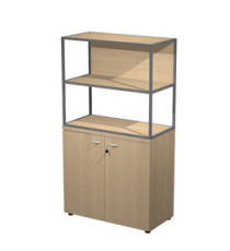 Libreria media metal + armadio basso Essence - 90 x 46 x 165 cm - Rovere/rovere/rovere/antracite