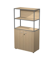 Libreria media metal + armadio basso Essence - 90 x 46 x 165 cm - Rovere/rovere/rovere/antracite