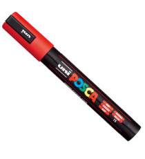 Marcatore a base d'acqua Uni Posca PC5M  - punta  tonda media da 1,8mm a 2,5mm - rosso - Uni Mitsubishi