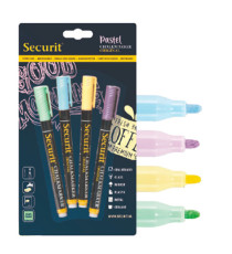 Marcatore a gesso liquido - punta fine da 1,00 - 2,00 mm - colori assortiti pastello - Securit - blister 4 pezzi