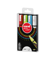Marcatore a gesso liquido Uni Chalk Marker - punta tonda 1,80 - 2,50 mm - Uni Mitsubishi - busta 4 pezzi Marcatore a gesso liquido Uni Chalk Marker - punta tonda 1,80 - 2,50 mm - Uni Mitsubishi - busta 4 pezzi