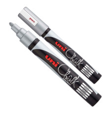 Marcatore a gesso liquido Uni Chalk Marker - punta tonda da 1,80-2,50mm - argento - Uni Mitsubishi Marcatore a gesso liquido Uni Chalk Marker - punta tonda da 1,80-2,50mm - argento - Uni Mitsubishi