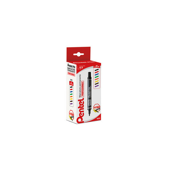 Marcatore permanente N50 - punta tonda - astuccio 8 colori assortiti - Pentel