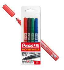 Marcatore permanente N50S - punta tonda - astuccio 4 colori assortiti - Pentel Marcatore permanente N50S - punta tonda - astuccio 4 colori assortiti - Pentel