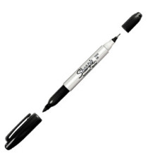 Marcatore Permanente Twin tip doppia punta - una punta fine 1,0mm - una punta extra fine 0,5mm - nero - Sharpie
