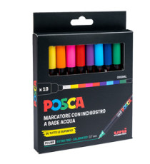 Marcatore Uni Posca PC1M - punta extra fine 0.7 mm - colori assortiti - Uni Mitsubishi - conf. 10 pezzi