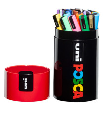 Marcatore Uni Posca PC5M - con coperchio rosso - punta media - colori assortiti - Uni Mitsubishi - gift box 18 pezzi Marcatore Uni Posca PC5M - con coperchio rosso - punta media - colori assortiti - Uni Mitsubishi - gift box 18 pezzi