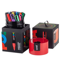 Marcatore Uni Posca PC5M - con coperchio rosso - punta media - colori assortiti - Uni Mitsubishi - gift box 18 pezzi Marcatore Uni Posca PC5M - con coperchio rosso - punta media - colori assortiti - Uni Mitsubishi - gift box 18 pezzi