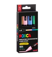 Marcatore Uni Posca PC5M - punta media 1,8-2,5 mm - colori assortiti pastel - Uni Mitsubishi - conf. 4 pezzi