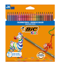 Matita colorata Evolution Stripes - colori assortiti - Bic - conf. 24 pezzi