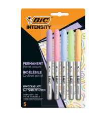 Marcatore Intensity Pastel - indelebile - punta tonda - colori assortiti - Bic - conf. 5 pezzi