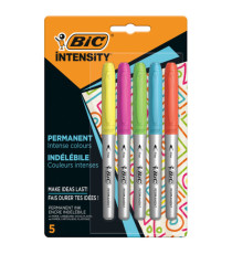 Marcatore Intensity Rainbow - indelebile - punta tonda - colori assortiti - Bic - conf. 5 pezzi
