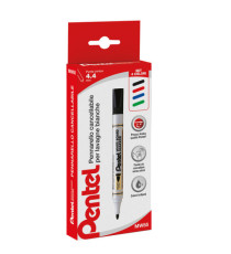Marcatore per lavagne cancellabili MW85 - astuccio 4 colori assortiti - linea Amiko - Pentel Marcatore per lavagne cancellabili MW85 - astuccio 4 colori assortiti - linea Amiko - Pentel