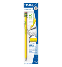 Matita di grafite Temagraph - gradazione HB - con gommino - Lyra - scatola 12 matite