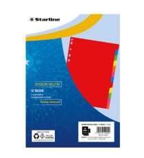 Divisori neutri 12 tacche - A4 Maxi - PP - colori assortiti - Starline