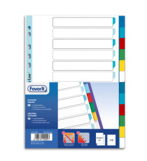 Divisori Neutri a 12  tacche - PP - A4 - colori assortiti - Favorit Divisori Neutri a 12  tacche - PP - A4 - colori assortiti - Favorit