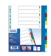 Divisori Neutri a 12  tacche - PP - A4 maxi - colori assortiti - Favorit Divisori Neutri a 12  tacche - PP - A4 maxi - colori assortiti - Favorit