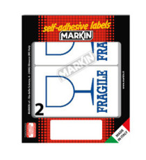 Etichette adesive fragile - in carta - permanenti - 115 x 70 mm - 2 et/fg - 10 fogli - bianco - Markin Etichette adesive fragile - in carta - permanenti - 115 x 70 mm - 2 et/fg - 10 fogli - bianco - Markin