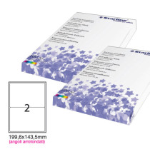 Etichette adesive - in carta - angoli arrotondati - permanenti - 199,6 x 143,5 mm - 2 et/fg - 100 fogli - bianco - Starl