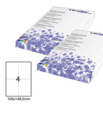 Etichette adesive - in carta - permanenti - 105 x 148,5 mm - 4 et/fg - 100 fogli - bianco - Starline