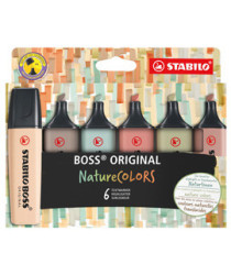 Evidenziatori Stabilo Boss NatureColors - tratto 2 + 5 mm - colori assortiti - Stabilo - astuccio 6 pezzi Evidenziatori Stabilo Boss NatureColors - tratto 2 + 5 mm - colori assortiti - Stabilo - astuccio 6 pezzi