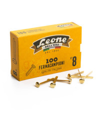 Fermacampioni ottonati - n. 8 - 3,8 cm - Leone - conf. 100 pezzi Fermacampioni ottonati - n. 8 - 3,8 cm - Leone - conf. 100 pezzi