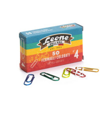 Fermagli metallizzati - n. 4 - 3,2 cm - colori assortiti - Leone - conf. 50 pezzi Fermagli metallizzati - n. 4 - 3,2 cm - colori assortiti - Leone - conf. 50 pezzi