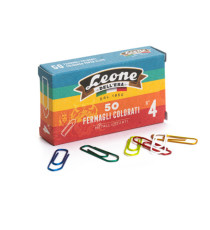 Fermagli metallizzati - n. 4 - 3,2 cm - colori assortiti - Leone - conf. 50 pezzi Fermagli metallizzati - n. 4 - 3,2 cm - colori assortiti - Leone - conf. 50 pezzi