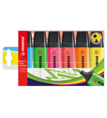 Evidenziatore Boss Original - punta a scalpello - tratto 2 - 5 mm - colori assortiti - Stabilo - busta 6 pezzi