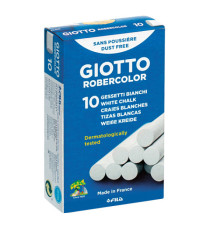 Gessetti Robercolor - lunghezza 80mm con diametro 10mm - bianco - Giotto - Scatola 10 gessetti tondi