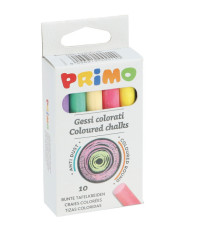 Gessetti tondi - ø 9x80 mm - colorati - Primo - Scatola 10 gessetti tondi Gessetti tondi - ø 9x80 mm - colorati - Primo - Scatola 10 gessetti tondi