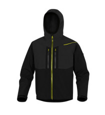 Giacca Softshell Horten - tessuto Softshell/poliestere/elastan - con cappuccio - taglia L - nero/giallo - Deltaplus