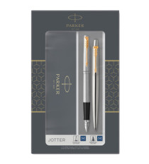 Gift Set DUO - Jotter stainless steel GT sfera + stilografica - punta media - Parker Gift Set DUO - Jotter stainless steel GT sfera + stilografica - punta media - Parker