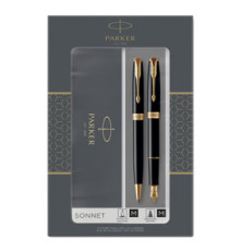 Gift Set DUO - Sonnet Black GT + stilografica + sfera - punta media - Parker Gift Set DUO - Sonnet Black GT + stilografica + sfera - punta media - Parker
