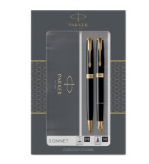 Gift Set DUO - Sonnet Black GT + stilografica + sfera - punta media - Parker Gift Set DUO - Sonnet Black GT + stilografica + sfera - punta media - Parker