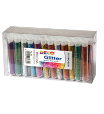 Glitter grana fine - 12ml - colori assortiti - DECO - blister 50 flaconi Glitter grana fine - 12ml - colori assortiti - DECO - blister 50 flaconi