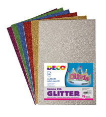 Gomma Crepp Glitter - 20x30 cm - colori assortiti - DECO - busta 10 fogli Gomma Crepp Glitter - 20x30 cm - colori assortiti - DECO - busta 10 fogli