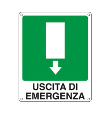 Cartello segnalatore - 25x31 cm - USCITA DI EMERGENZA - alluminio - Cartelli Segnalatori Cartello segnalatore - 25x31 cm - USCITA DI EMERGENZA - alluminio - Cartelli Segnalatori