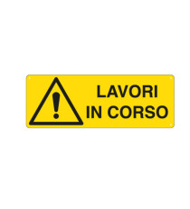 Cartello segnalatore -  35x12,5 cm - LAVORI IN CORSO - alluminio - Cartelli Segnalatori Cartello segnalatore -  35x12,5 cm - LAVORI IN CORSO - alluminio - Cartelli Segnalatori