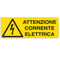 Cartello segnalatore -  35x12,5 cm ATTENZIONE CORRENTE ELETTRICA - alluminio - Cartelli Segnalatori Cartello segnalatore -  35x12,5 cm ATTENZIONE CORRENTE ELETTRICA - alluminio - Cartelli Segnalatori