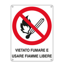 Cartello segnalatore - 16,6x23,3 cm - VIETATO FUMARE E USARE FIAMME LIBERE - alluminio - Cartelli Segnalatori Cartello segnalatore - 16,6x23,3 cm - VIETATO FUMARE E USARE FIAMME LIBERE - alluminio - Cartelli Segnalatori