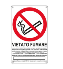 Cartello segnalatore - 27x43 cm - VIETATO FUMARE - alluminio - Cartelli Segnalatori