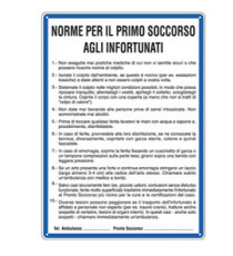 Cartello segnalatore - 33,3x47 cm - NORME DI PRIMO SOCCORSO AGLI INFORTUNATI - alluminio - Cartelli Segnalatori Cartello segnalatore - 33,3x47 cm - NORME DI PRIMO SOCCORSO AGLI INFORTUNATI - alluminio - Cartelli Segnalatori