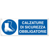 Cartello segnalatore - 35x12,5 cm - CALZATURE DI SICUREZZA OBBLIGATORIE - alluminio - Cartelli Segnalatori Cartello segnalatore - 35x12,5 cm - CALZATURE DI SICUREZZA OBBLIGATORIE - alluminio - Cartelli Segnalatori